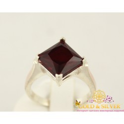 Серебряное кольцо с красным камнем и золотом 045410к Gold & Silver, Украина
